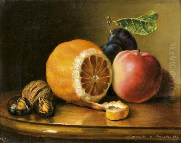 Csendelet Naranccsal Oil Painting by Henriette Barabas