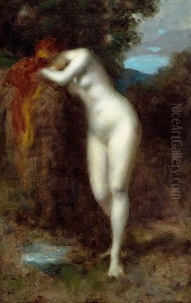 Stehende Mit Roten Haaren. Biblis Oil Painting by Jean Jacques Henner