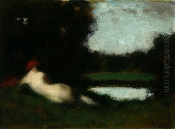 Liegende In Landschaft Oil Painting by Jean Jacques Henner