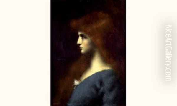 Portrait D'une Femme Rousse De Profil Oil Painting by Jean Jacques Henner