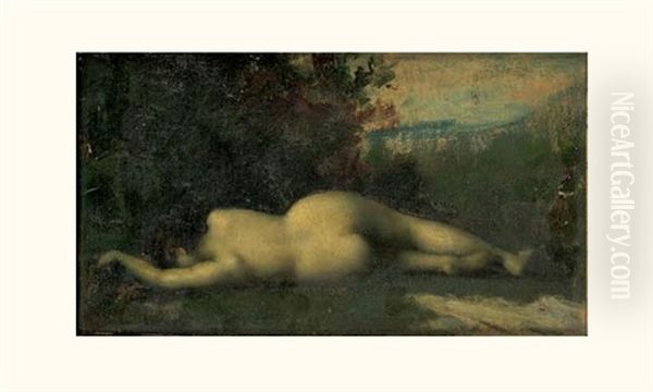 Byblis Changee En Source (+ Etude De Christ Mort, Verso) Oil Painting by Jean Jacques Henner