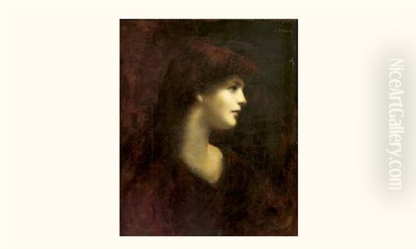 Jeune Femme De Profil Oil Painting by Jean Jacques Henner