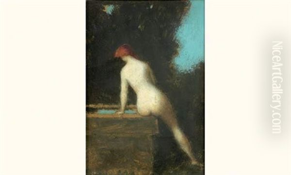 Nu A La Fontaine Oil Painting by Jean Jacques Henner