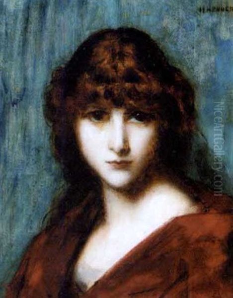 Head Of A Girl Oil Painting by Jean Jacques Henner