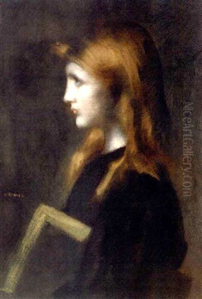 L'ecoliere Oil Painting by Jean Jacques Henner