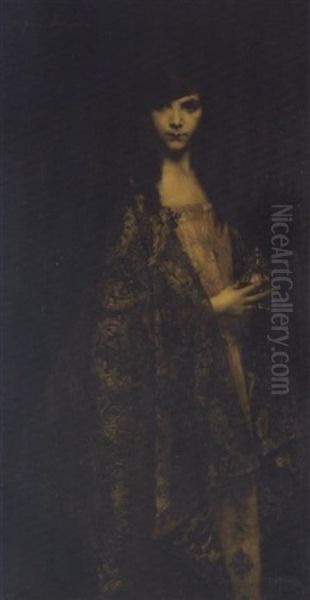 Portrait De Juana Romani Oil Painting by Jean Jacques Henner