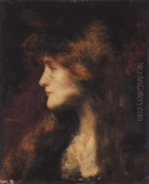 Portrait De Dame Oil Painting by Jean Jacques Henner