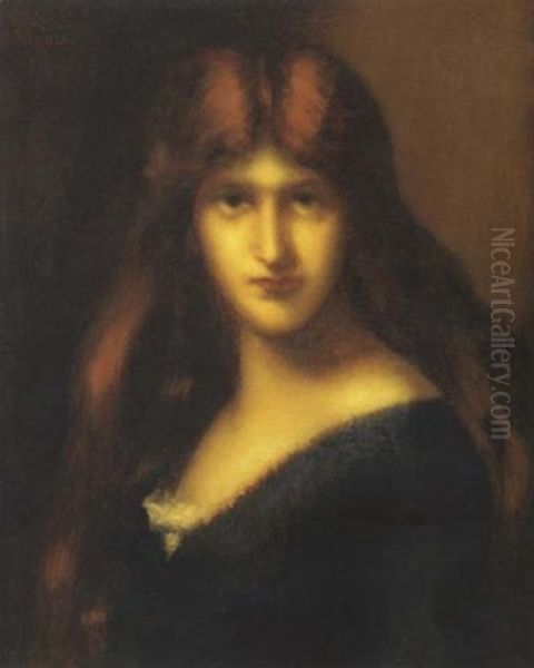 Jeune Femme Rousse En Buste Oil Painting by Jean Jacques Henner