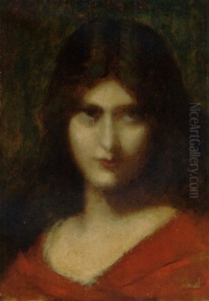 La Dame Aux Cheveux Noirs Oil Painting by Jean Jacques Henner