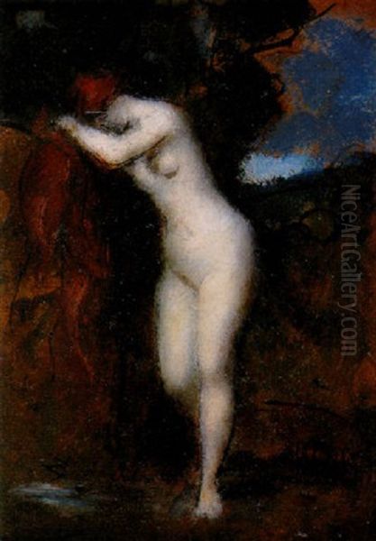 Nu A La Fontaine Oil Painting by Jean Jacques Henner