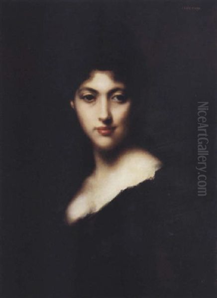 Jeune Femme Au Corsage Noir Oil Painting by Jean Jacques Henner