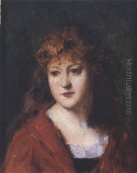 Portrait Femme Rousse Oil Painting by Jean Jacques Henner