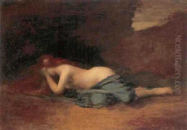 A Pleureuse Oil Painting by Jean Jacques Henner