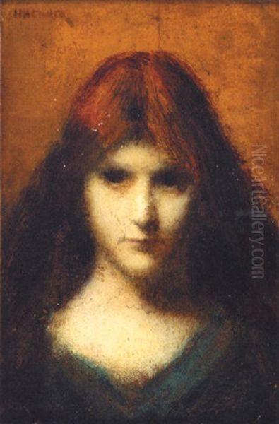 Head Of A Girl Oil Painting by Jean Jacques Henner