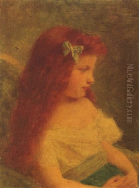 Portrait D'une Jeune Fille Oil Painting by Jean Jacques Henner