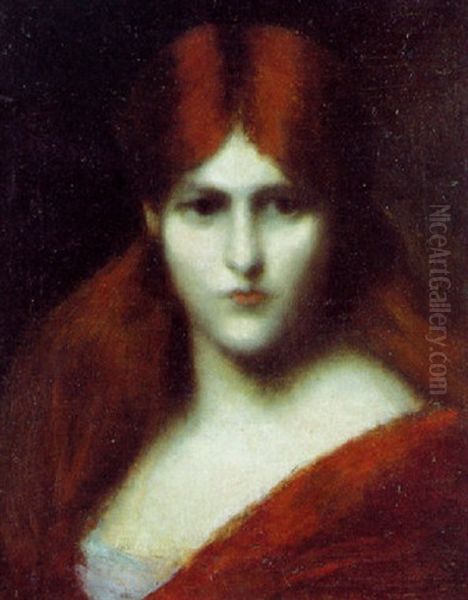 Jeune Femme A La Chevelure Rousse Oil Painting by Jean Jacques Henner