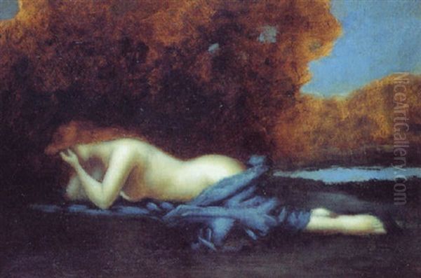 Jeune Femme Etendue En Pleurs Oil Painting by Jean Jacques Henner