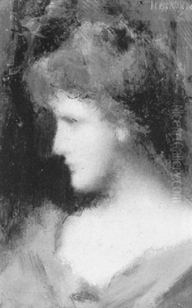 Profil De Femme Rousse Oil Painting by Jean Jacques Henner