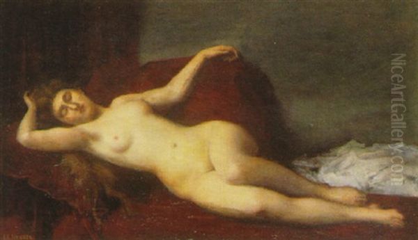 Nu Allonge Oil Painting by Jean Jacques Henner