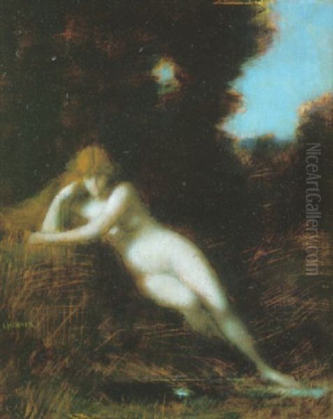 Jeune Femme Dans Un Paysage Oil Painting by Jean Jacques Henner