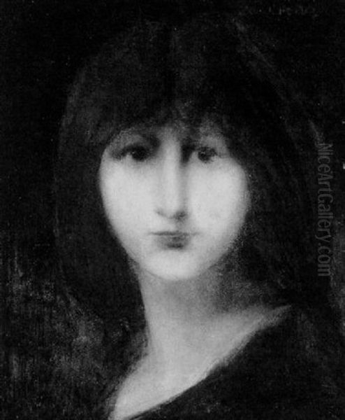 Portrait D'une Jeune Femme Brune Oil Painting by Jean Jacques Henner