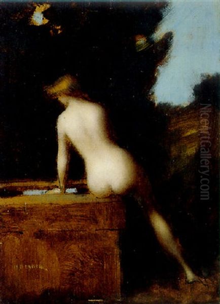 Jeune Femme Nue Au Bassin Oil Painting by Jean Jacques Henner