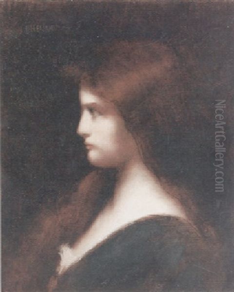 An Auburn Beauty Oil Painting by Jean Jacques Henner