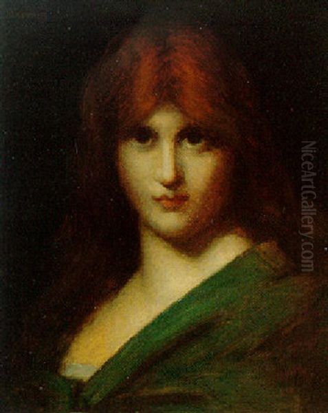 Red Haired Beauty Oil Painting by Jean Jacques Henner