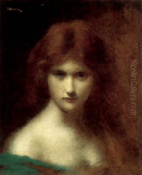 Red Haired Beauty Oil Painting by Jean Jacques Henner