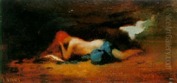 Nu Allonge Oil Painting by Jean Jacques Henner