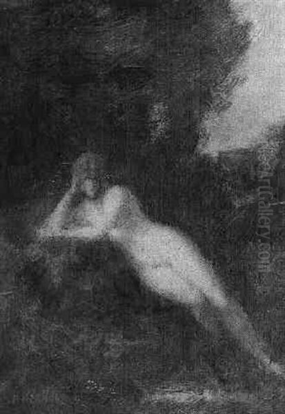 Baigneuse Dans Un Paysage Oil Painting by Jean Jacques Henner