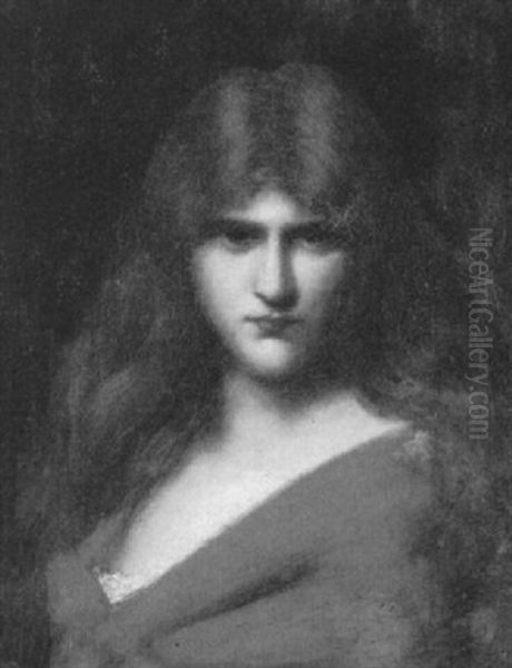 Portrait Of A Titian-haired Beauty Oil Painting by Jean Jacques Henner