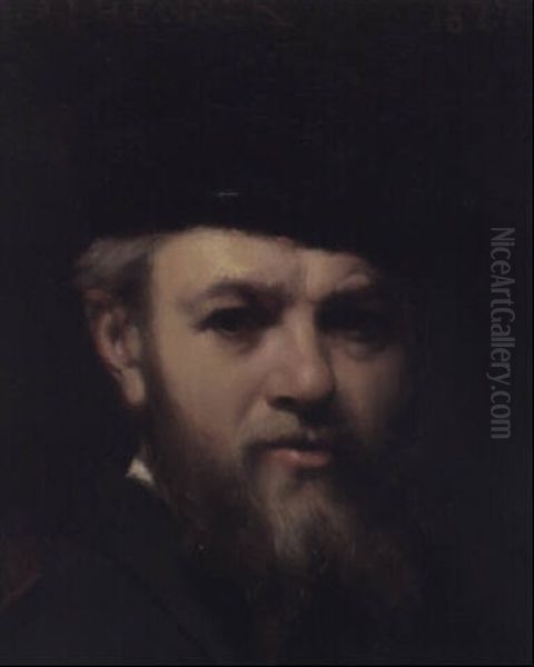 A Self Portrait Oil Painting by Jean Jacques Henner