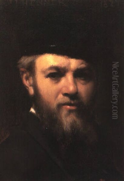 A Self Portrait Oil Painting by Jean Jacques Henner