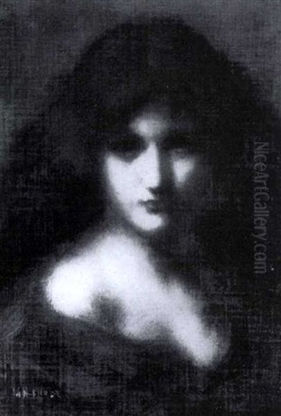 Femme A La Robe Rouge Oil Painting by Jean Jacques Henner