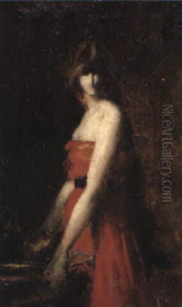 Servante A La Robe Rouge Oil Painting by Jean Jacques Henner