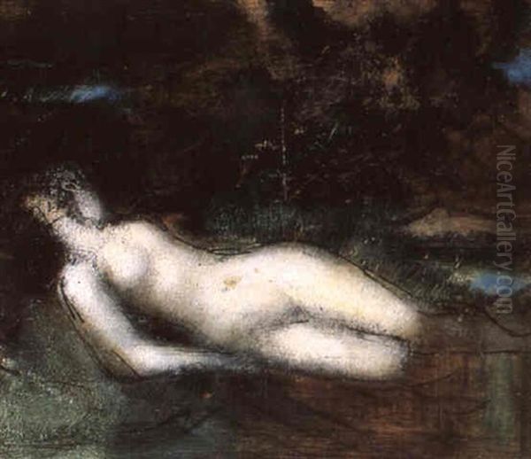 Femme Alanguie Dans Un Paysage Oil Painting by Jean Jacques Henner