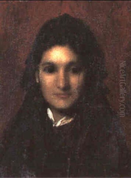 Portrait D'une Jeune Italienne Oil Painting by Jean Jacques Henner