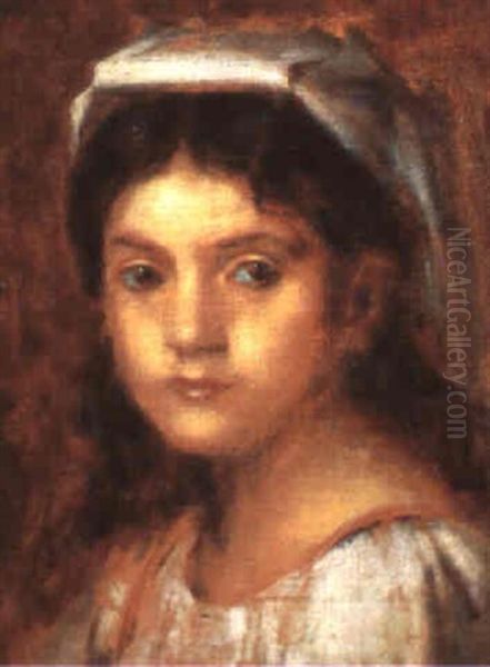 Portrait De Jeune Fille Oil Painting by Jean Jacques Henner