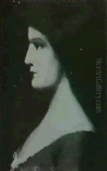 Auburn Haired Beauty In Profile Oil Painting by Jean Jacques Henner