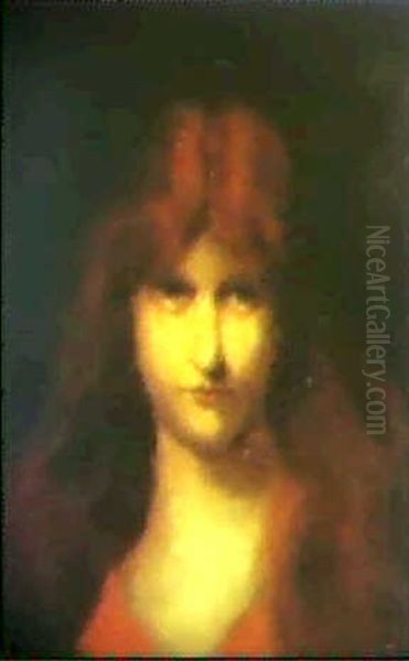 Buste De Femme Rousse Oil Painting by Jean Jacques Henner