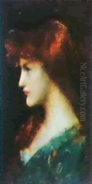 Portraet D'une Jeune Fille Oil Painting by Jean Jacques Henner