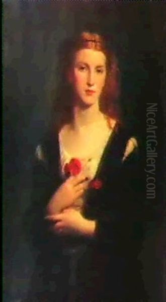 Madchen Mit Mohnblumen Oil Painting by Jean Jacques Henner