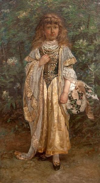 Moya', Portrait Of The Artist's Daughter Dressed In Theatrical Costume Oil Painting by William John Hennessy