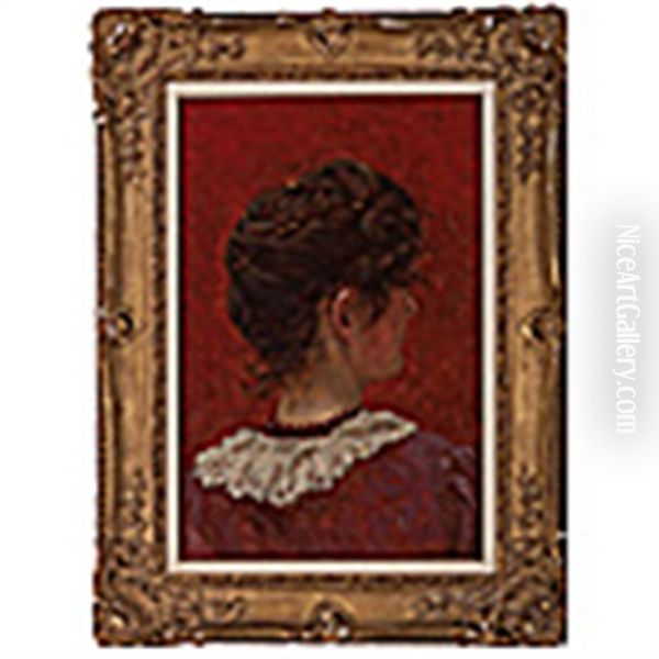 Study Of A Woman's Head Oil Painting by William John Hennessy