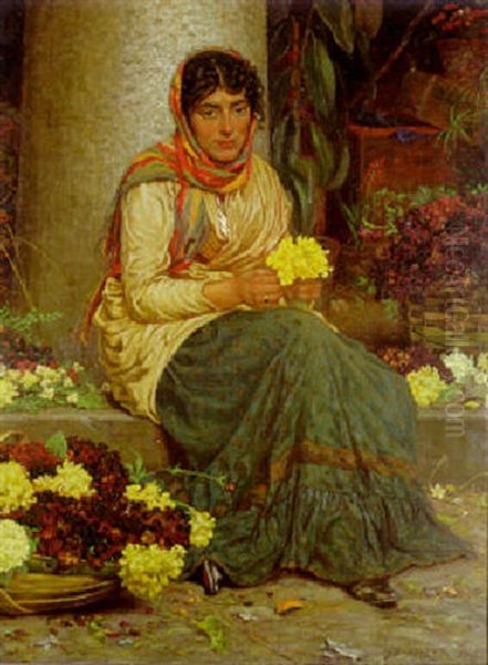 The Flower Seller Oil Painting by William John Hennessy