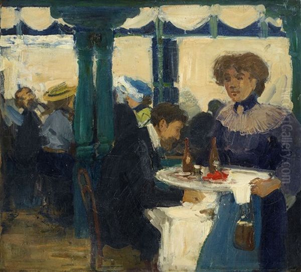 Pa Restaurant Oil Painting by Goesta von Hennigs