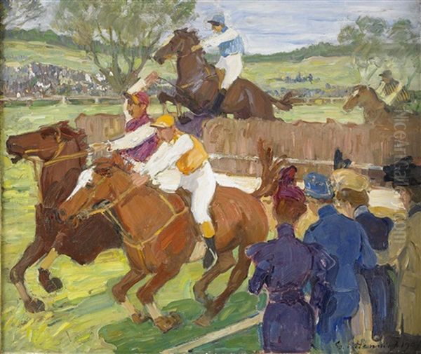 Steeplechase Oil Painting by Goesta von Hennigs