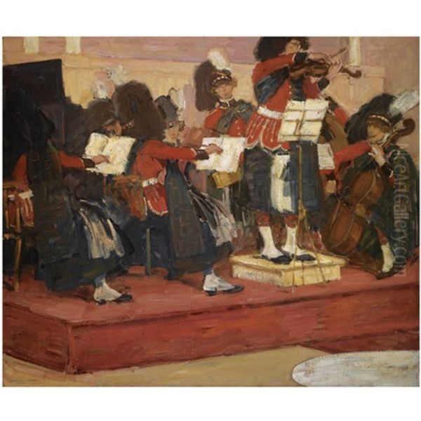 The Scots Guards Band Oil Painting by Goesta von Hennigs