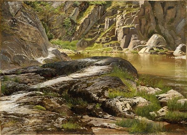 Landscape Study Oil Painting by Adolf Henning